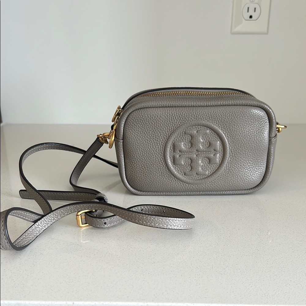 Tory Burch Gray Structured Crossbody Bag